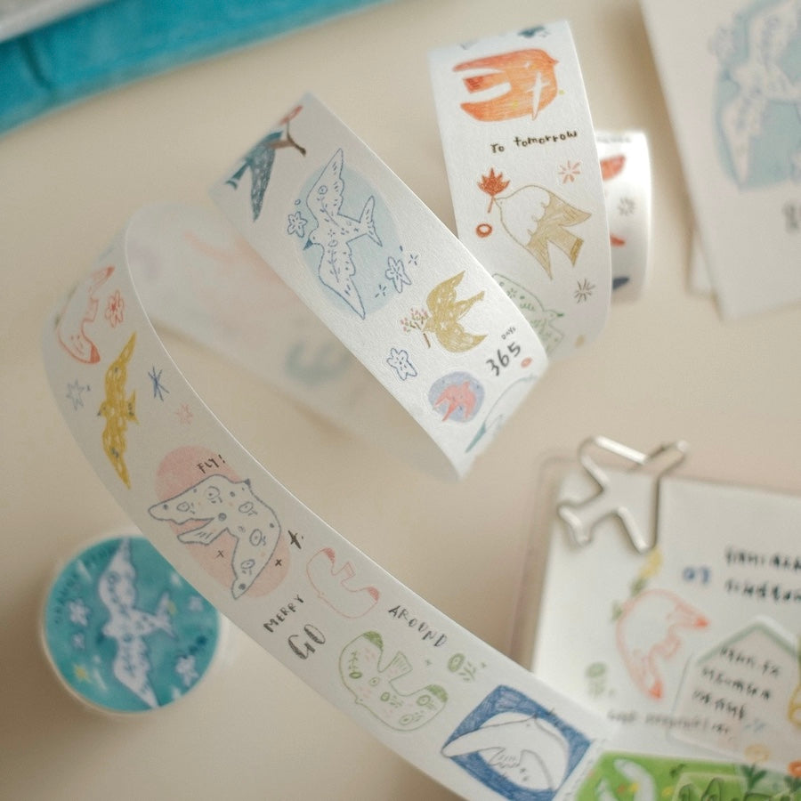 Die-Cut Sticker Roll - Flying Bird