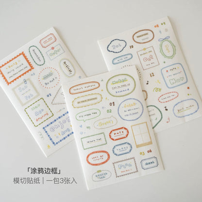 Orange Studio Die-Cut Sticker Sheets - Frames & Writing Memo
