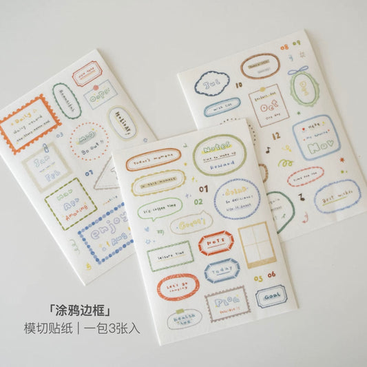 Orange Studio Die-Cut Sticker Sheets - Frames & Writing Memo