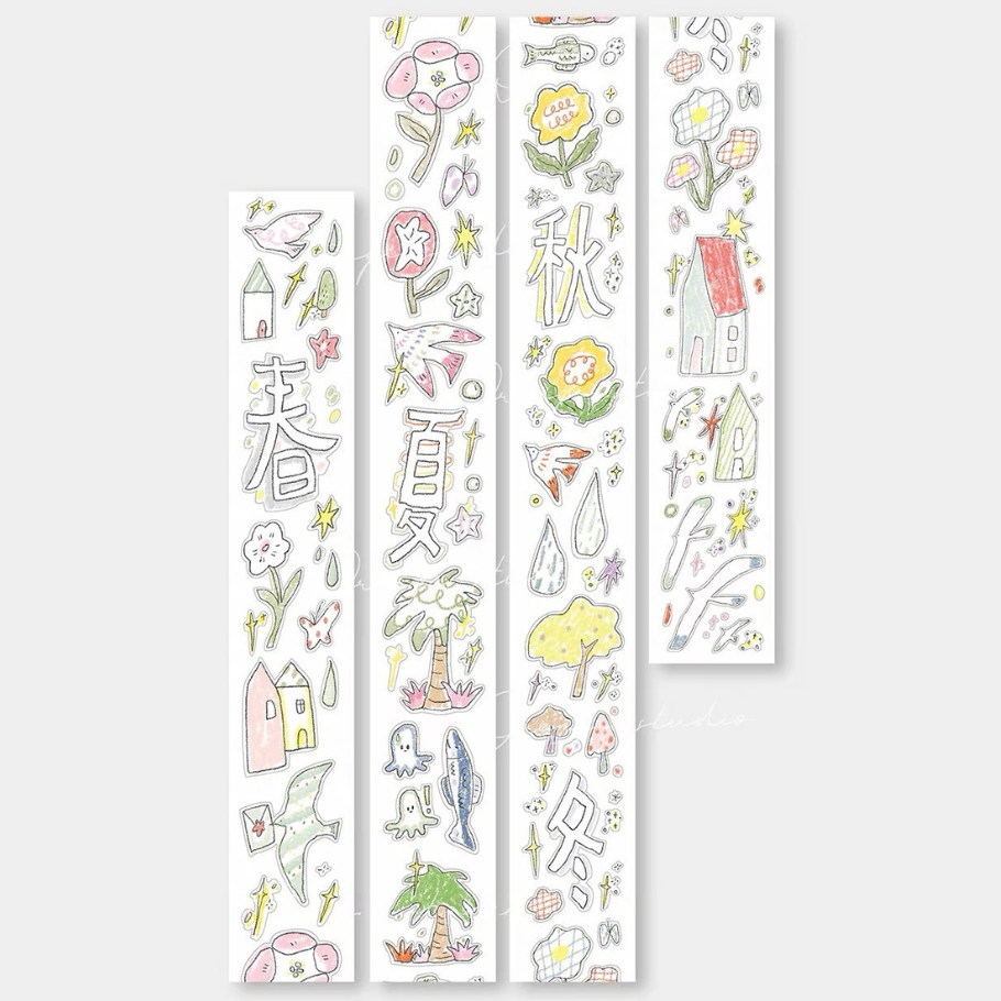 Die-Cut Sticker Roll - Crayon Style