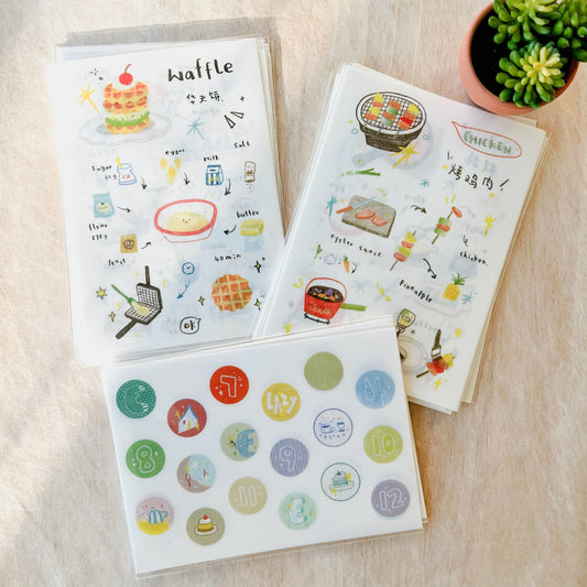 Die-Cut Sticker Sheets - Food & Little Dots