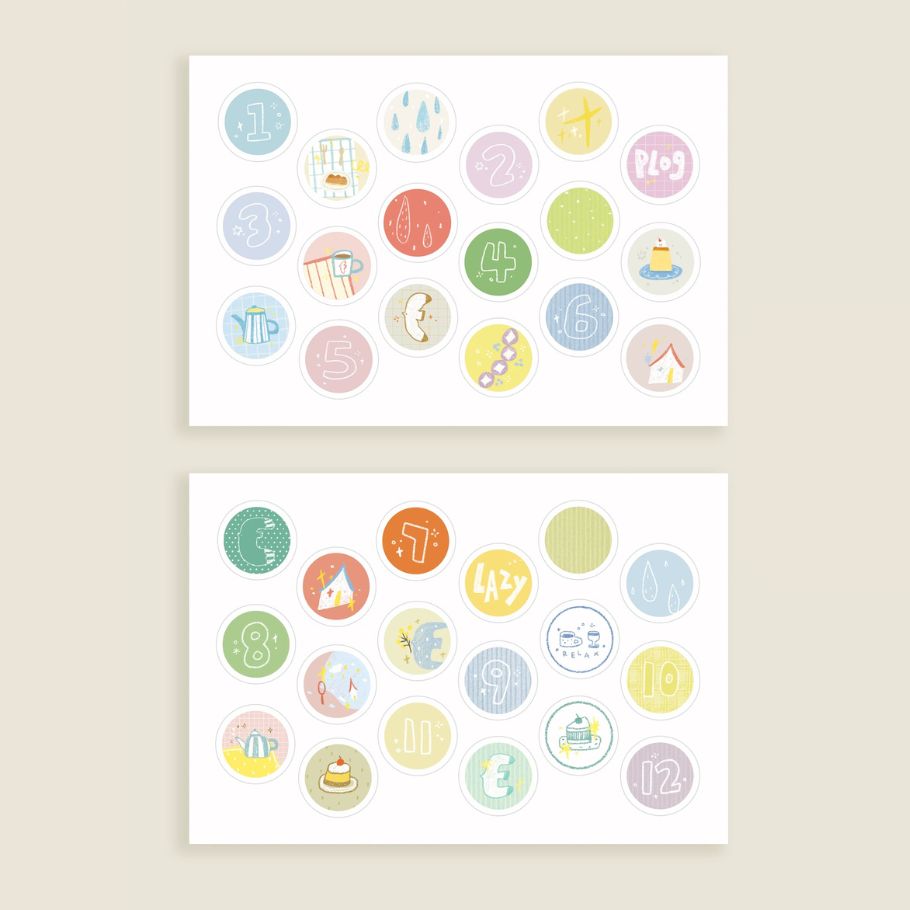 Die-Cut Sticker Sheets - Food & Little Dots