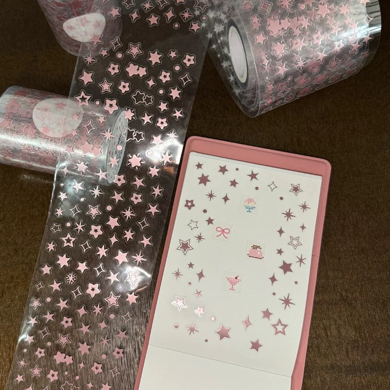 Die-Cut Sticker Roll - Pink Shiny Star