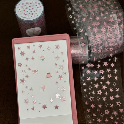 Die-Cut Sticker Roll - Pink Shiny Star