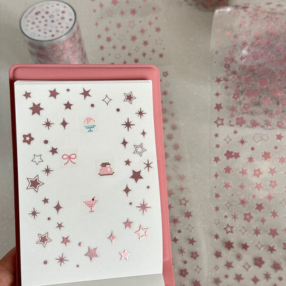 Die-Cut Sticker Roll - Pink Shiny Star