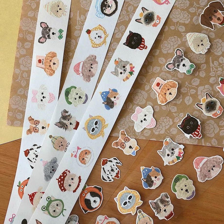 Die-Cut Sticker Roll - Cat & Dog Diary