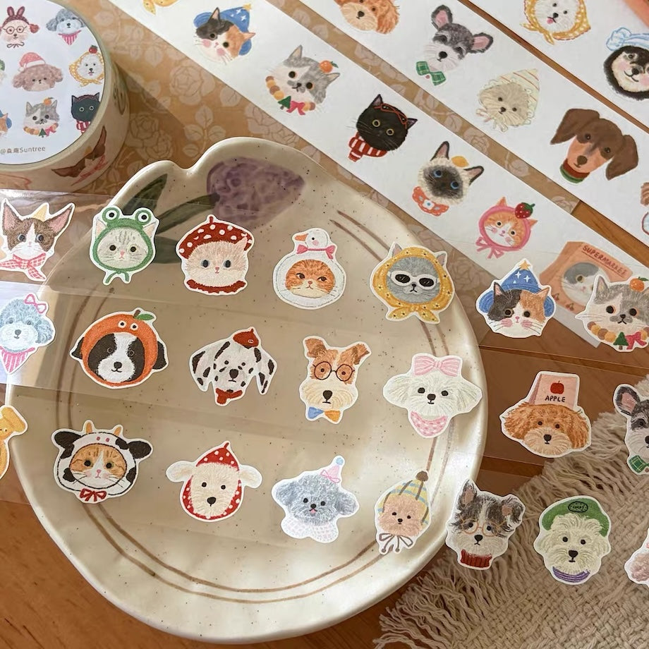 Die-Cut Sticker Roll - Cat & Dog Diary