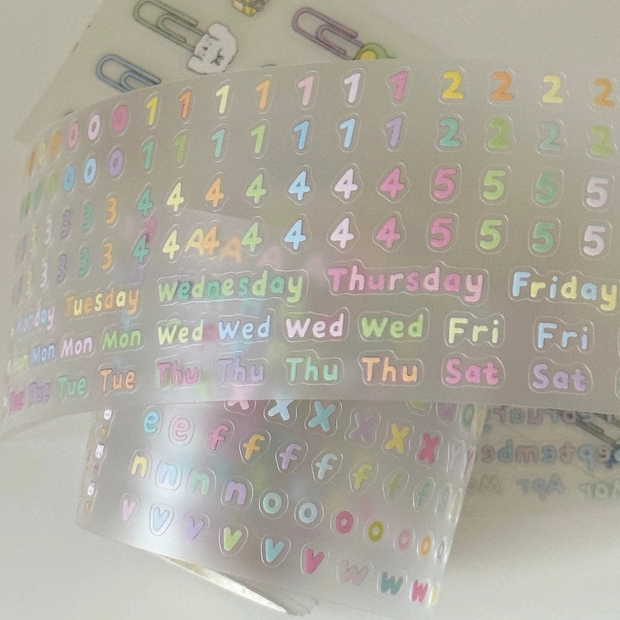 Die-Cut Sticker Roll - Numbers & Letters