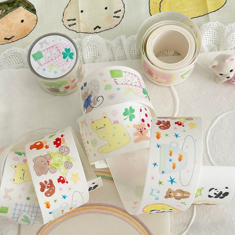 Die-Cut Sticker Roll - Pet Tea Party