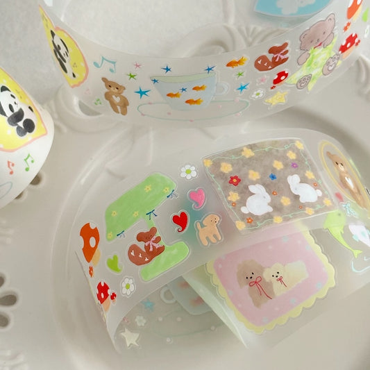 Die-Cut Sticker Roll - Pet Tea Party