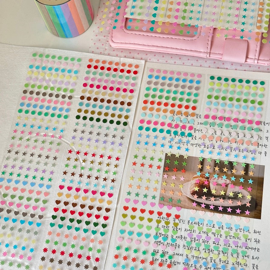 Die-Cut Sticker Roll - Star, Heart, & Dot