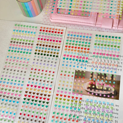 Die-Cut Sticker Roll - Star, Heart, & Dot
