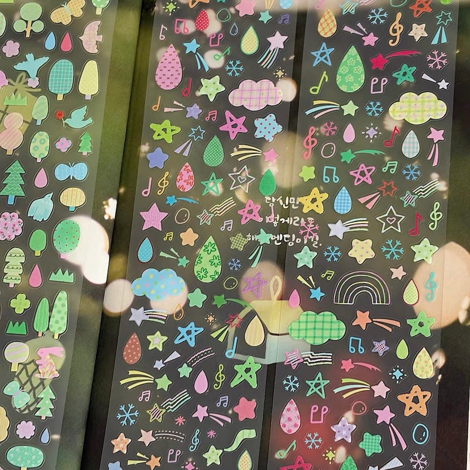 Die-Cut Sticker Roll - Star & Rain Collection