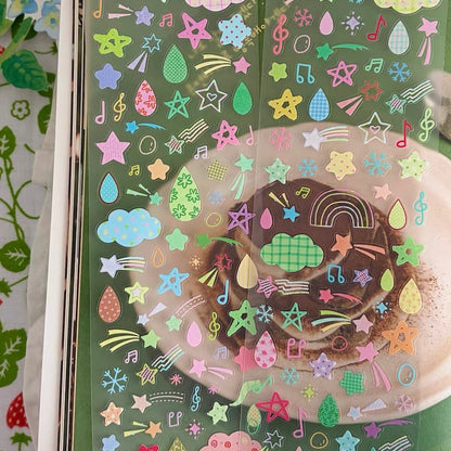 Die-Cut Sticker Roll - Star & Rain Collection