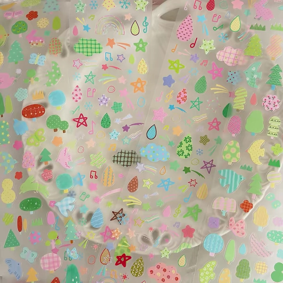 Die-Cut Sticker Roll - Star & Rain Collection
