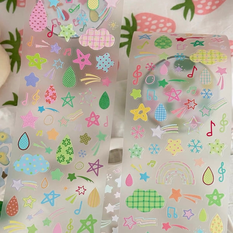 Die-Cut Sticker Roll - Star & Rain Collection