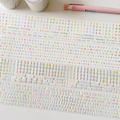 Die-Cut Sticker Roll - Numbers & Letters