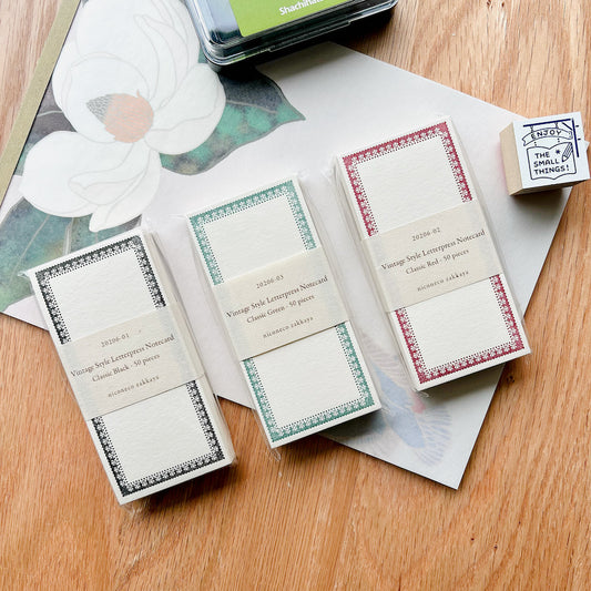 Vintage Style Letterpress Notecards - Classic Color