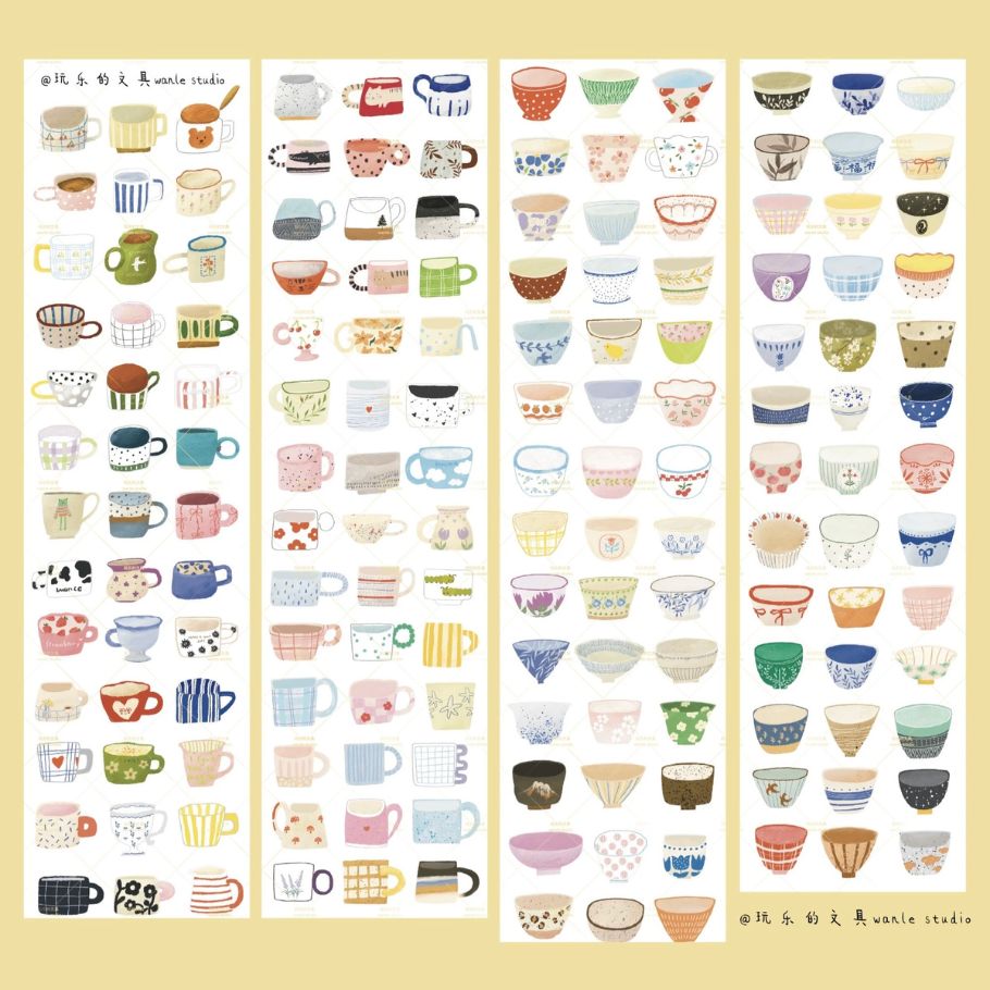 Die-Cut Sticker Roll - Cup and Bowl