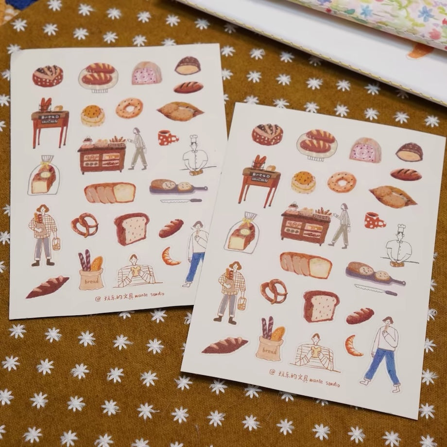 Die-Cut Sticker Sheet - I Love Bread