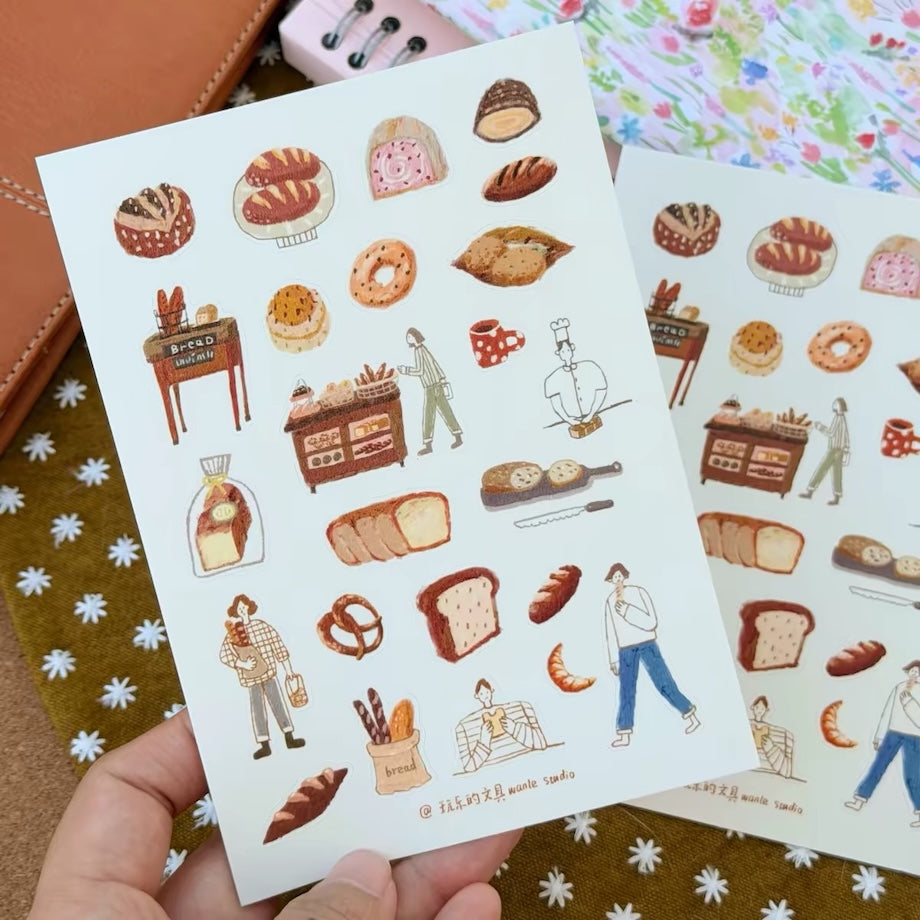 Die-Cut Sticker Sheet - I Love Bread