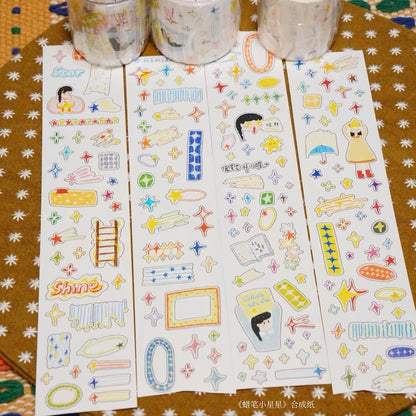 Die-Cut Sticker Roll - Little Crayon Stars