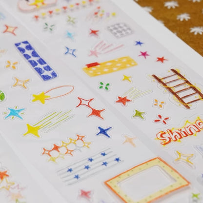 Die-Cut Sticker Roll - Little Crayon Stars