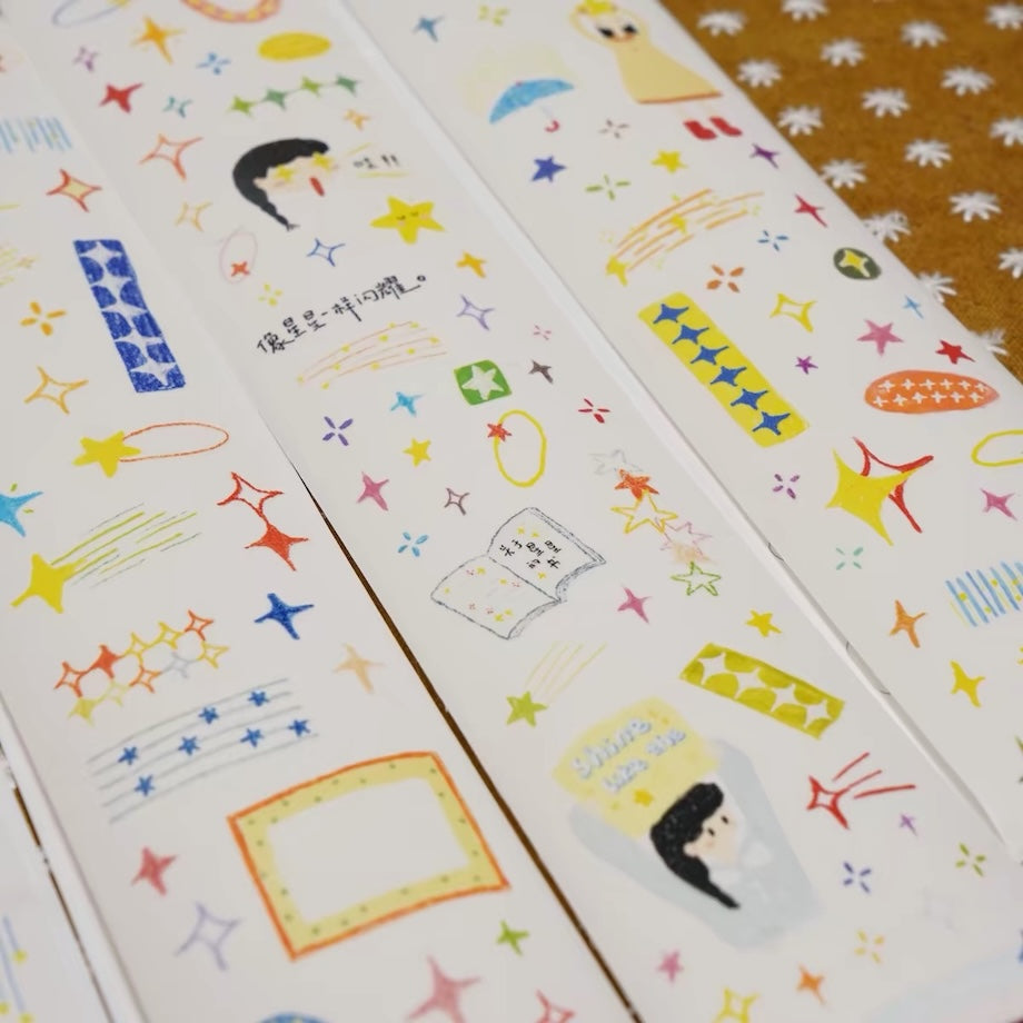 Die-Cut Sticker Roll - Little Crayon Stars