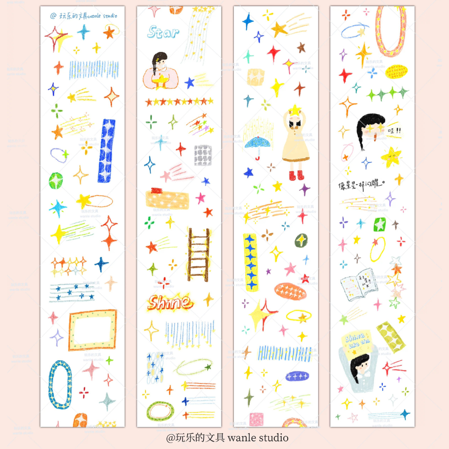 Die-Cut Sticker Roll - Little Crayon Stars