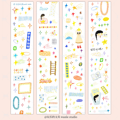 Die-Cut Sticker Roll - Little Crayon Stars