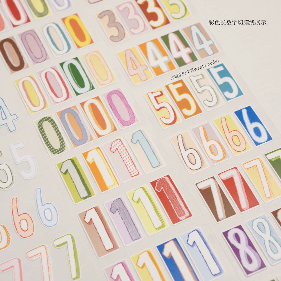 Die-Cut Sticker Roll - Long Numbers