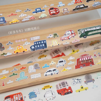 Die-Cut Sticker Roll - Many Cars