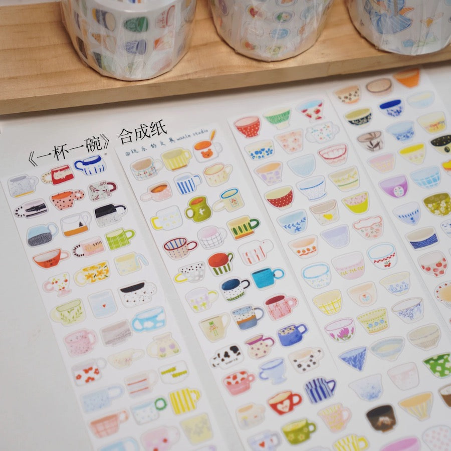 Die-Cut Sticker Roll - Cup and Bowl