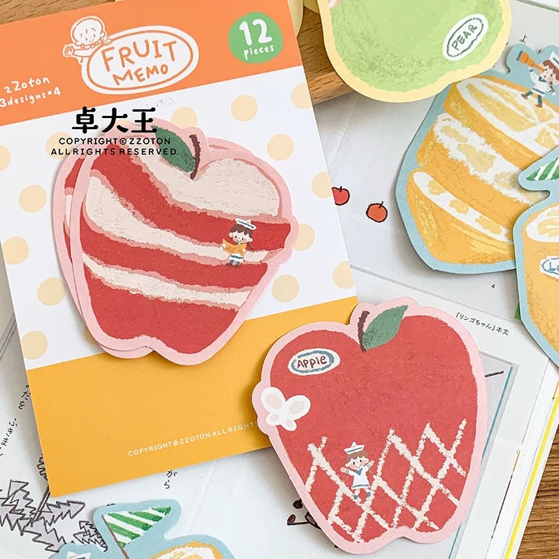 Oil Pastel Memo Pads - Fruit & Sleeping