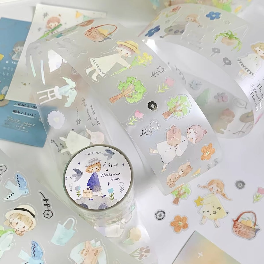 Die-Cut Sticker Roll - A Stroll in Watercolor Hues