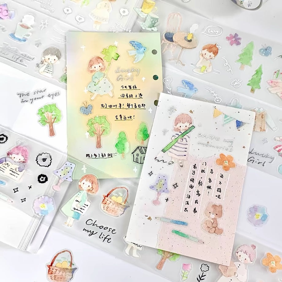 Die-Cut Sticker Roll - A Stroll in Watercolor Hues
