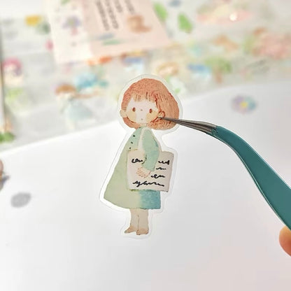 Die-Cut Sticker Roll - A Stroll in Watercolor Hues
