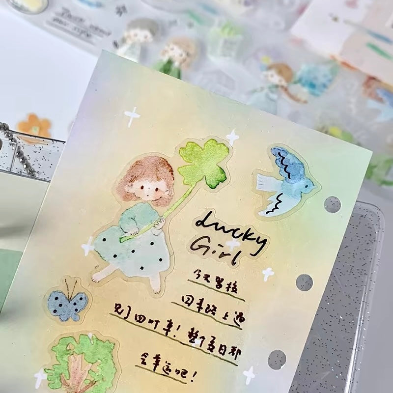 Die-Cut Sticker Roll - A Stroll in Watercolor Hues