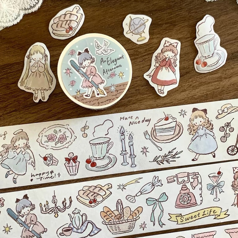 Die-Cut Sticker Roll - An Elegant Afternoon