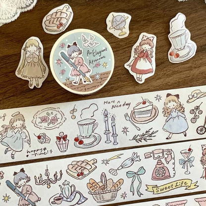 Die-Cut Sticker Roll - An Elegant Afternoon
