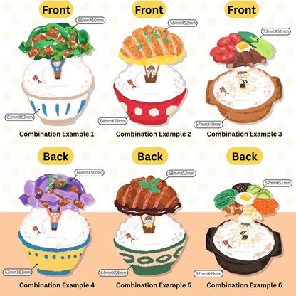 Oil Pastel Memo Pads - Cup Dessert & Bowl of Rice
