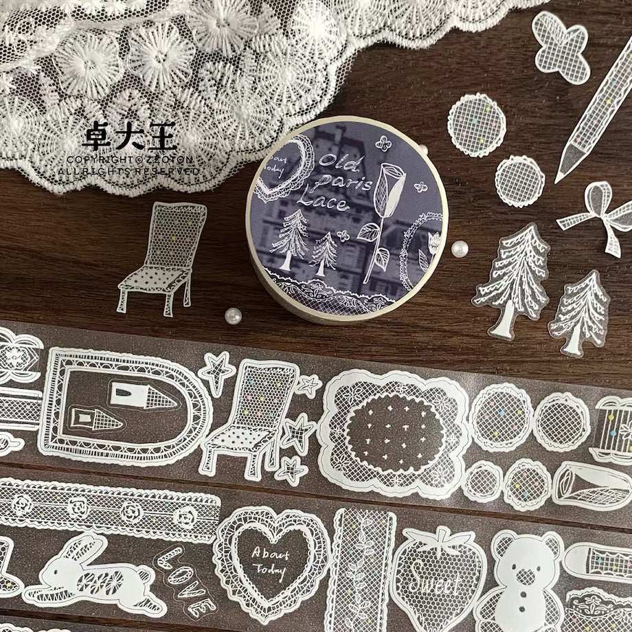 Die-Cut Sticker Roll - Old Paris Lace
