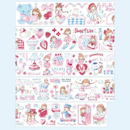 Colors Series Sticker Roll - Pink Cream White Little Blue