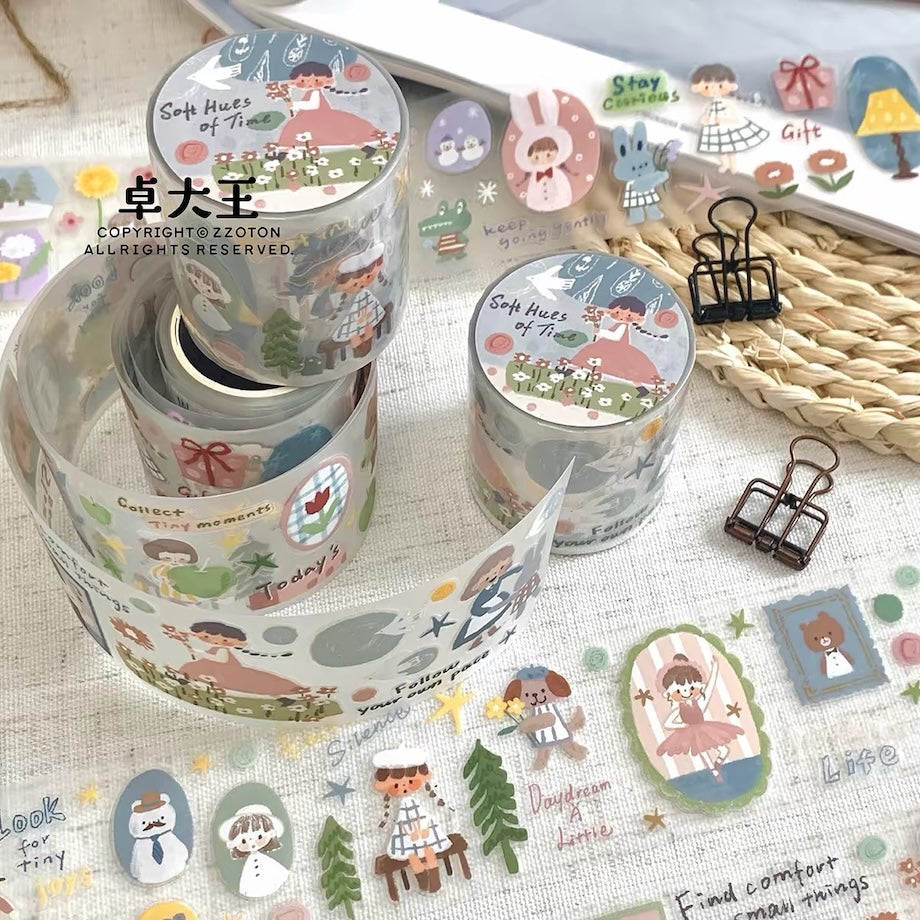 Die-Cut Sticker Roll - Soft Hues of Time