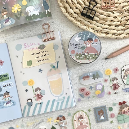 Die-Cut Sticker Roll - Soft Hues of Time
