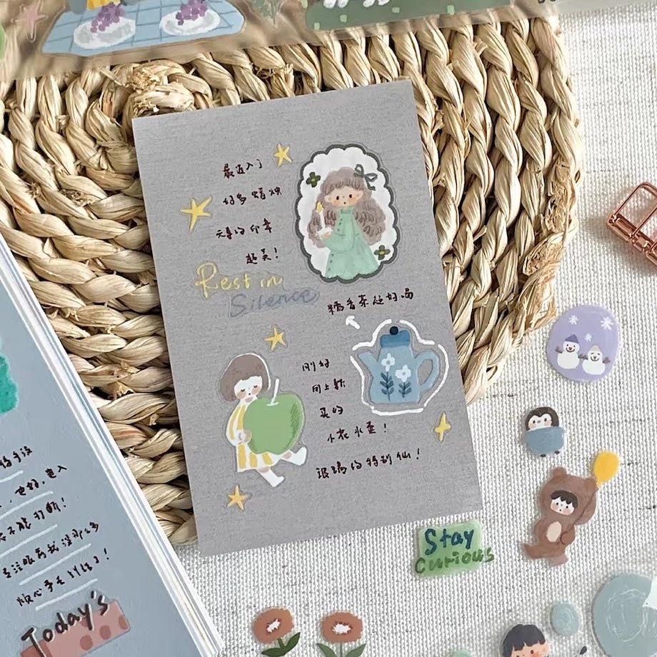 Die-Cut Sticker Roll - Soft Hues of Time