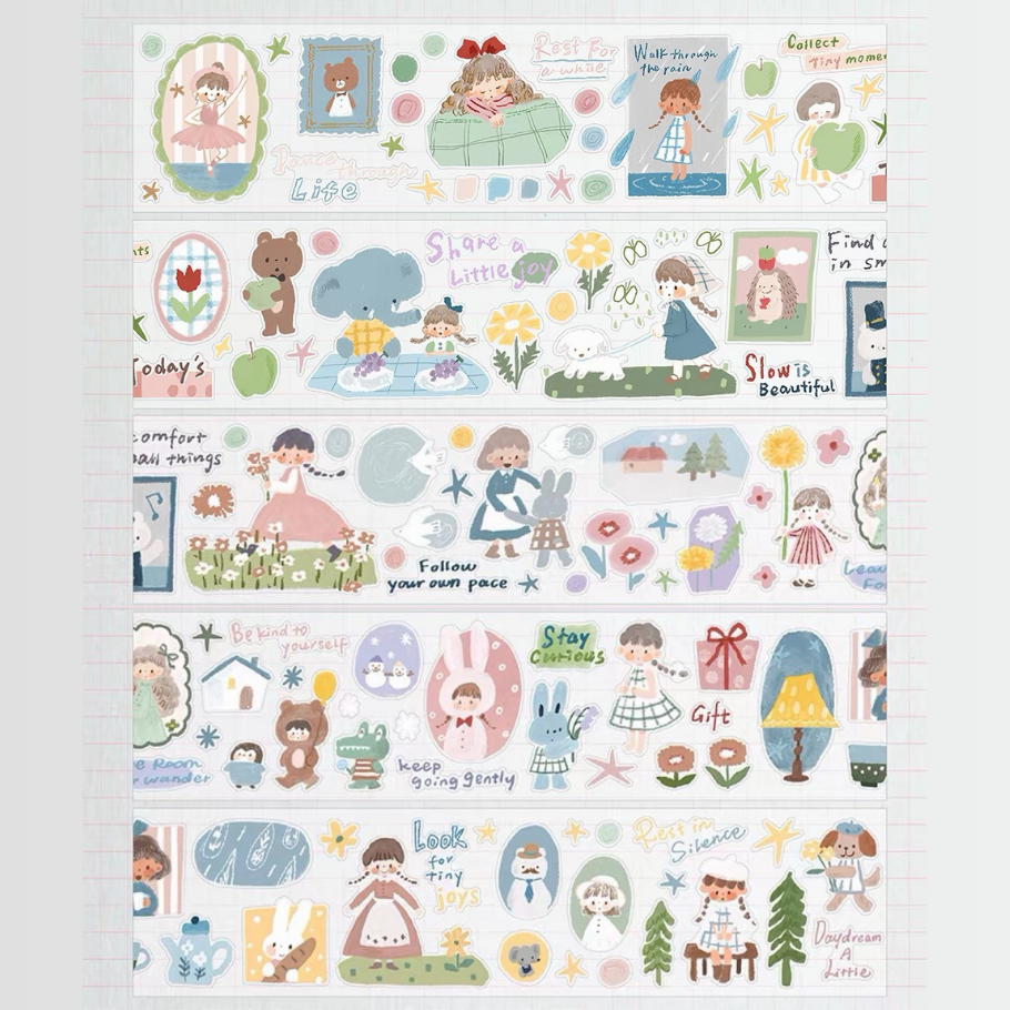Die-Cut Sticker Roll - Soft Hues of Time