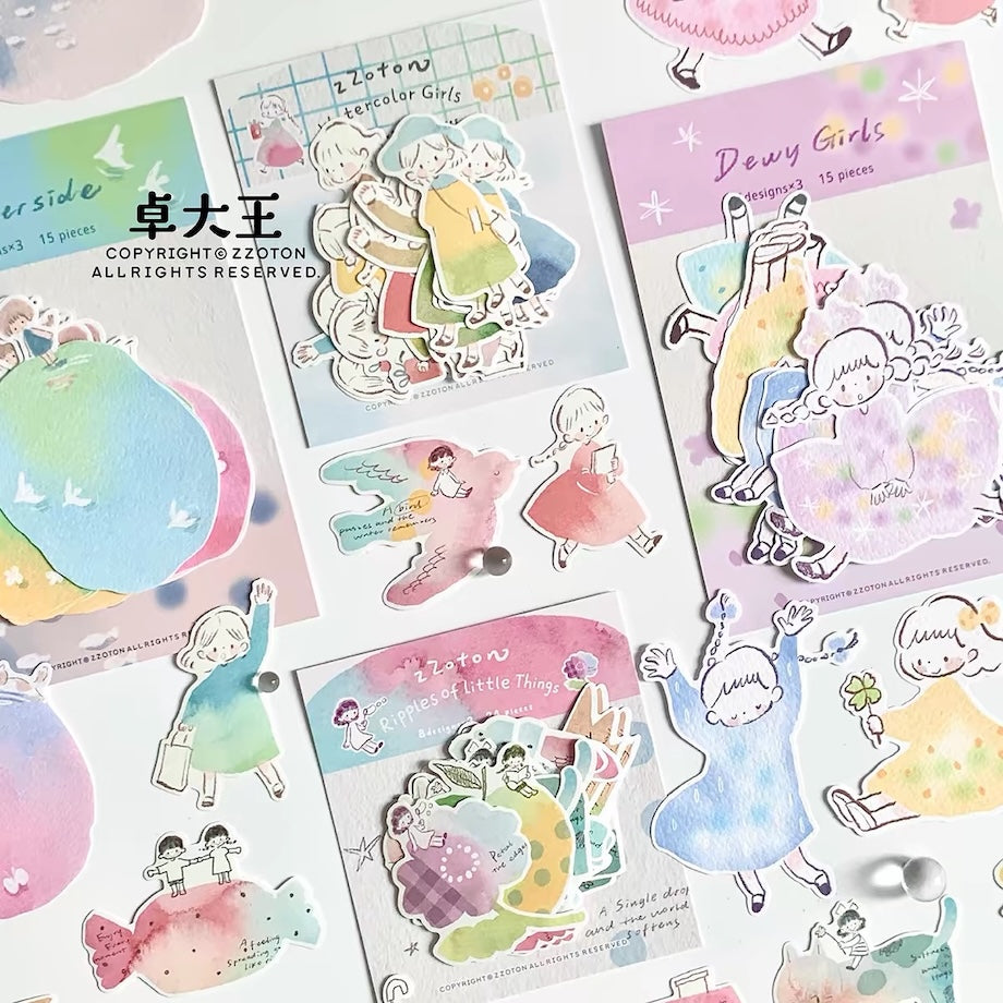 Sticker Packets - Ripples & Watercolor Girls