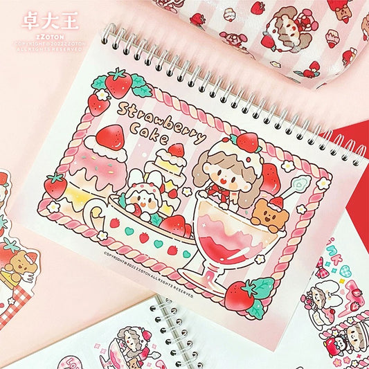 Strawberry Cake Sticker Release Paper Book - A5 Size