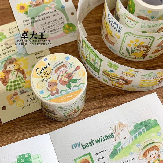 Colors Series Sticker Roll - Yellow Grass Green Blue